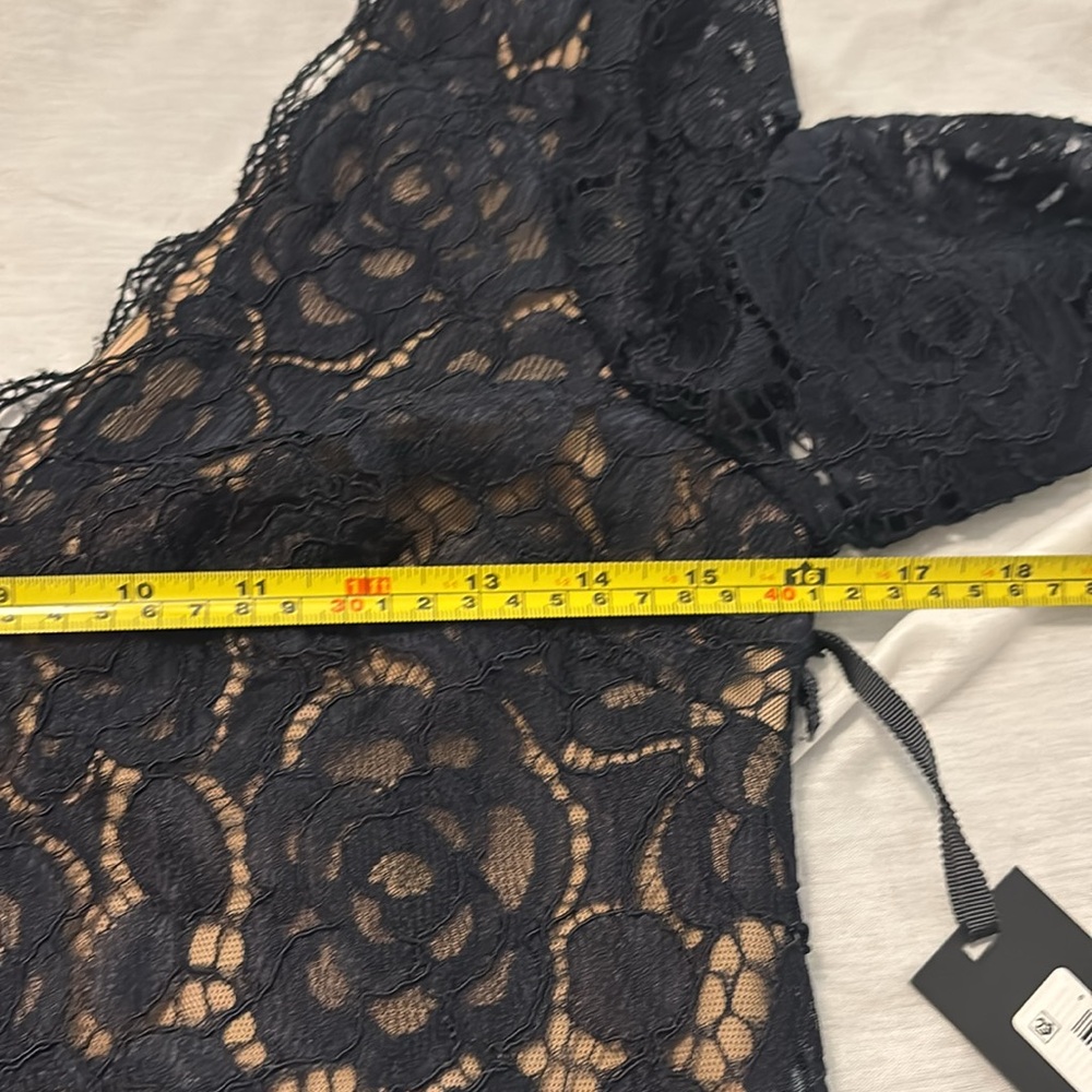 Vera Wang Nordstrom Dress navy nude v neck lace cocktail SZ 10 formal dressy NWT - Picture 10 of 16